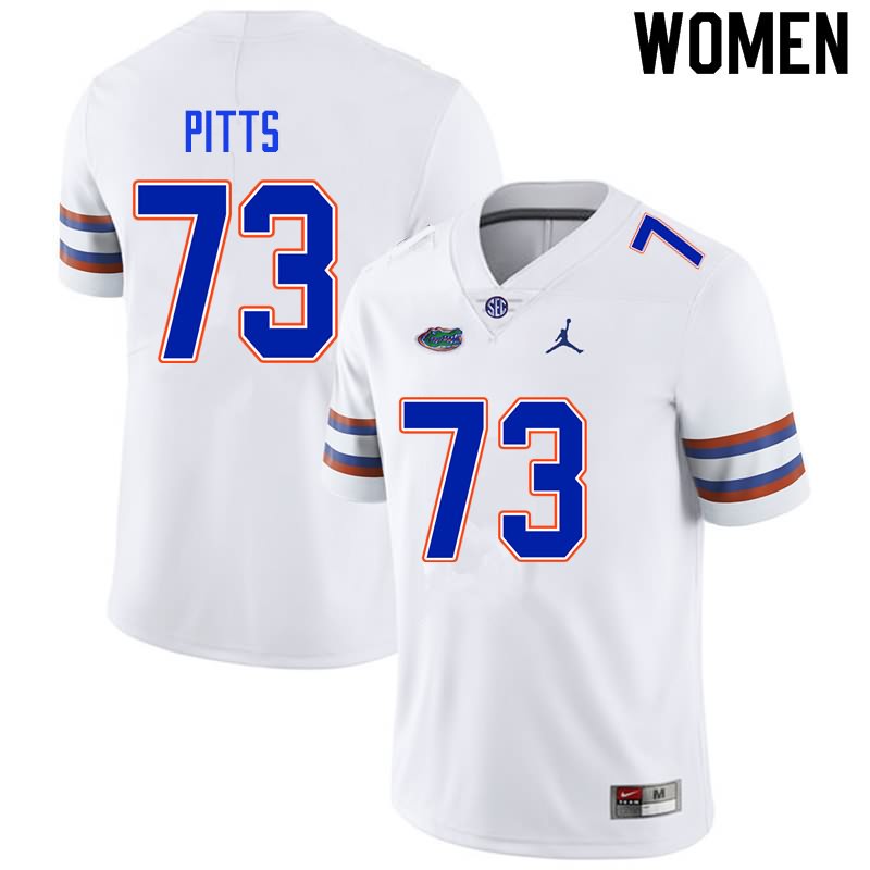 Women's NCAA Florida Gators Mark Pitts #73 Stitched Authentic Nike White College Football Jersey FGS7465GW